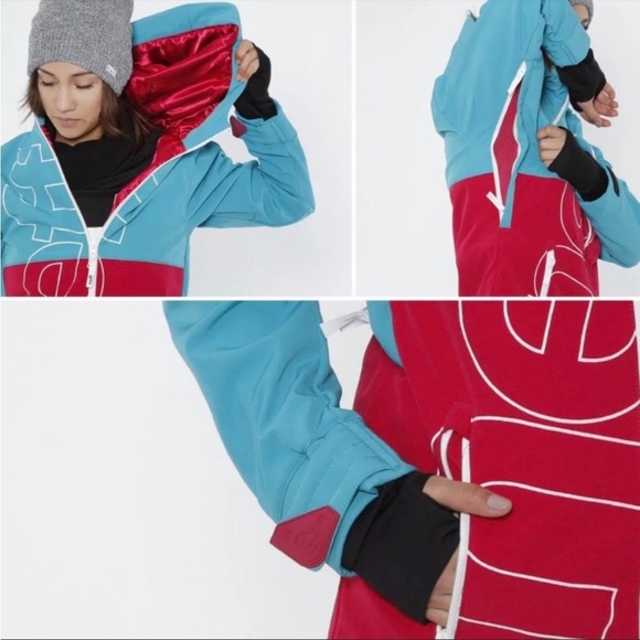 Neff NEW Daily Softshell Snow/Board Coat Teal & Maroon XS - Picture 2 of 9